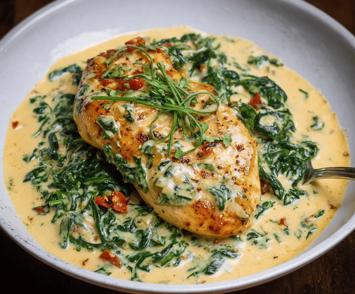 Creamy Spinach Parmesan Chicken Breast Recipe