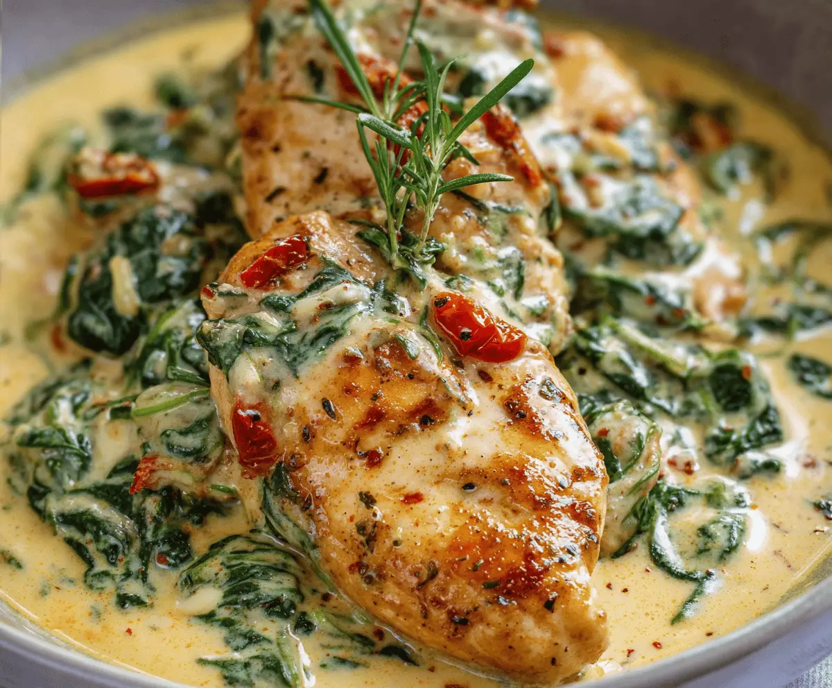 Creamy Spinach Parmesan Chicken Breast Recipe
