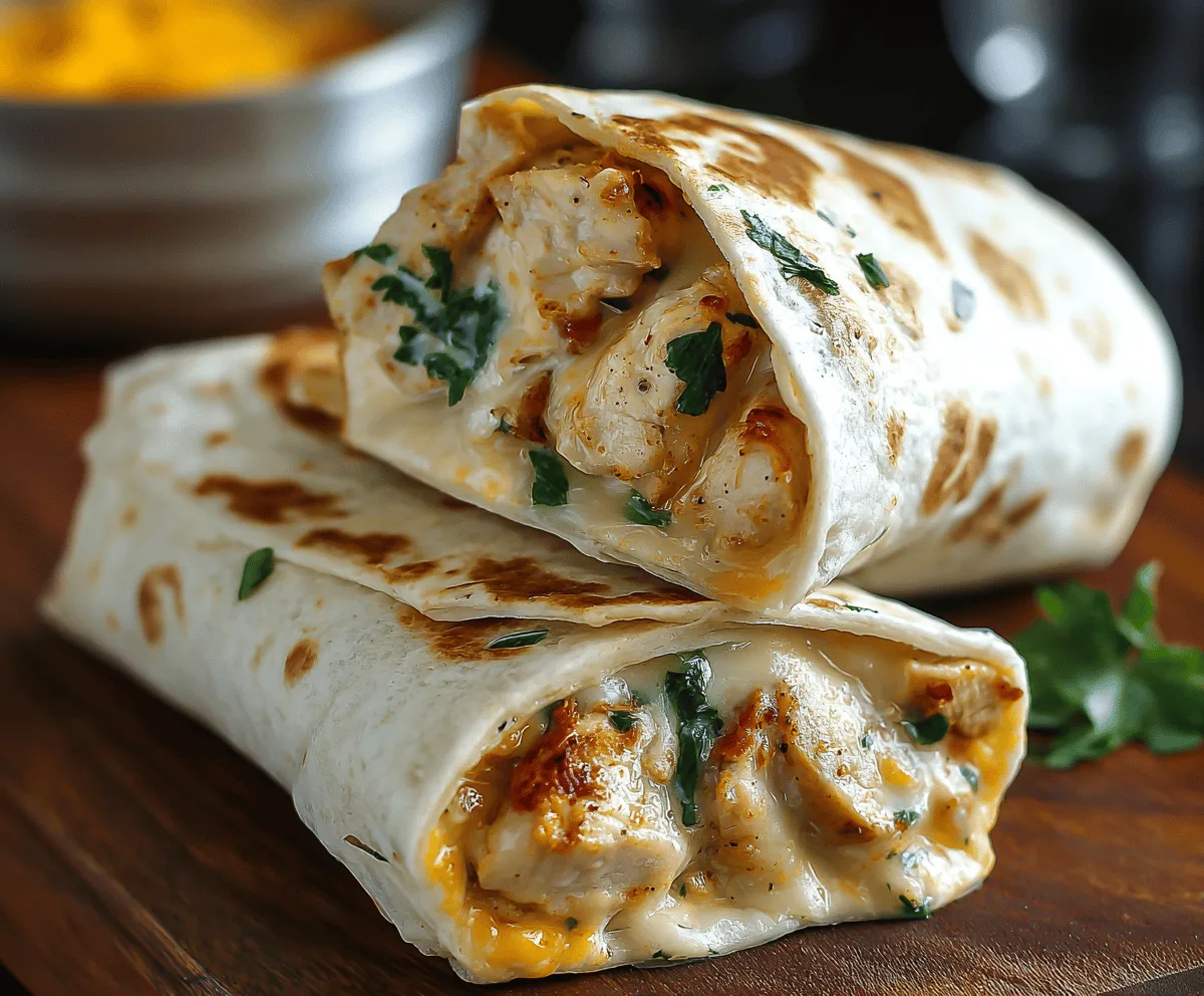Cheesy Garlic Chicken Wraps