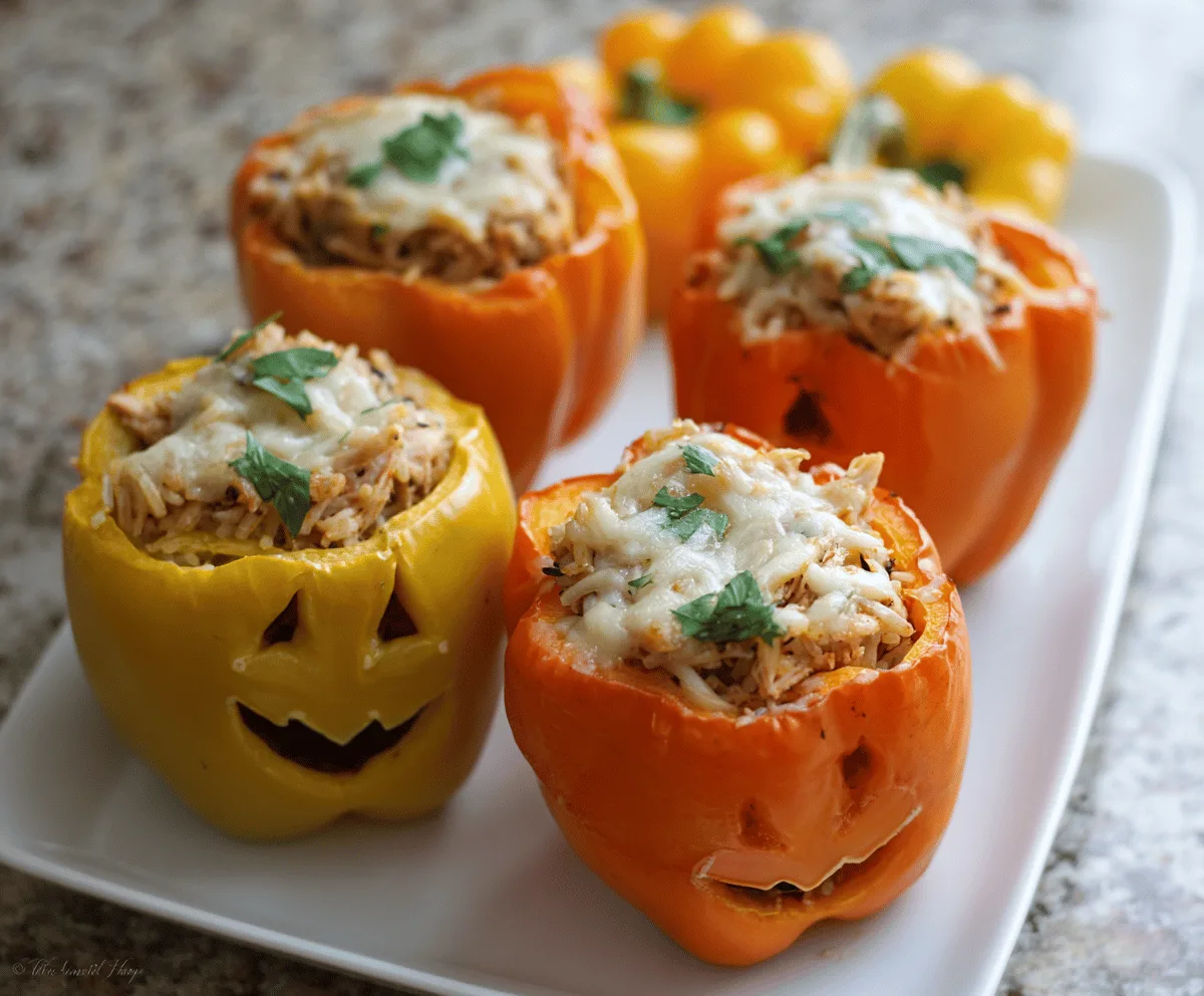 Easy Shredded Chicken & Rice Peppers