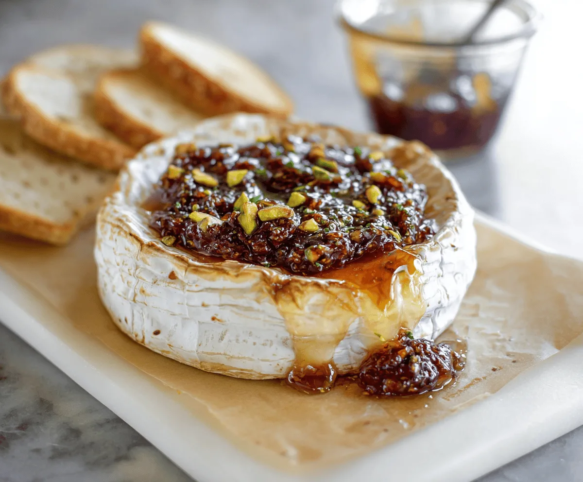 Baked Brie with Fig Jam & Pistachios