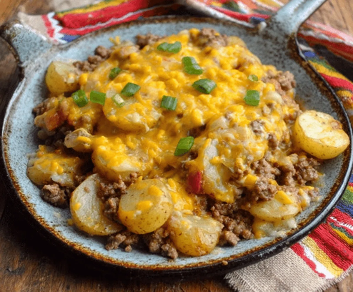 Cheesy Ground Beef & Potatoes Bake