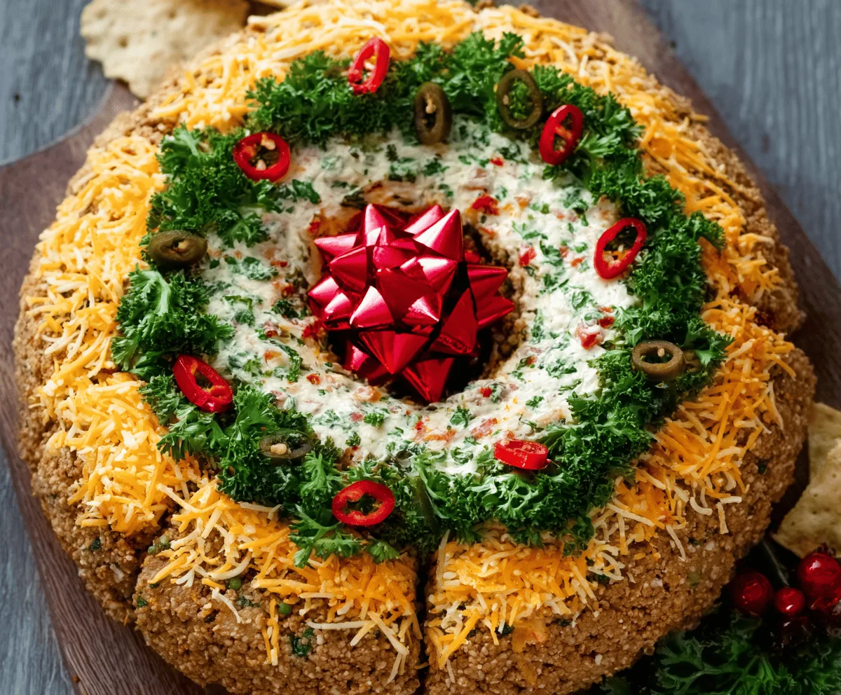 Festive Christmas Taco Cheese Ball Wreath