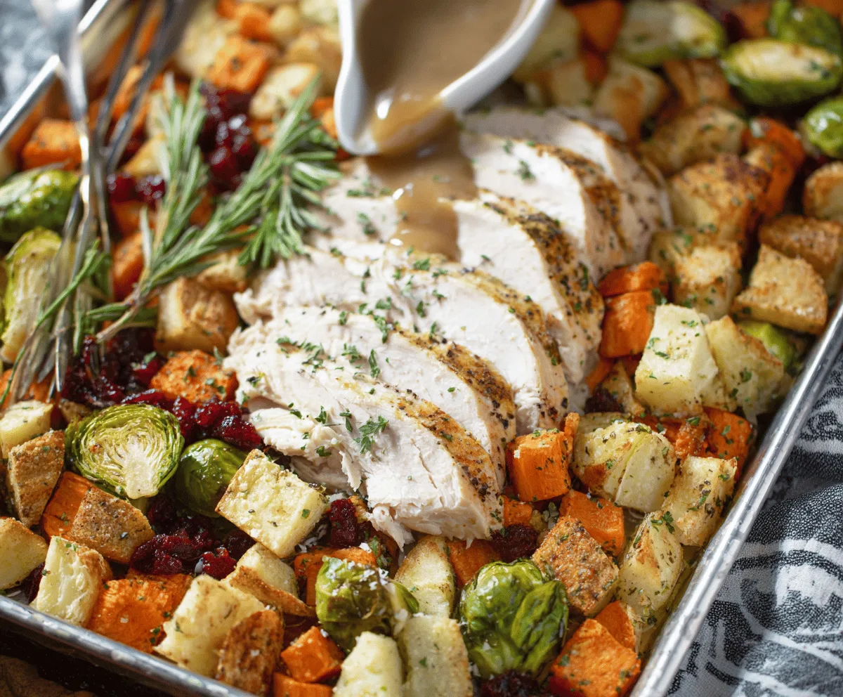 Easy Turkey & Gravy Sheet Pan Dinner