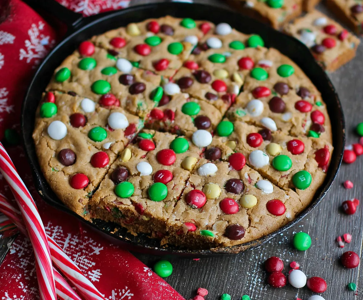 Holiday M&M Skillet Cookie Recipe