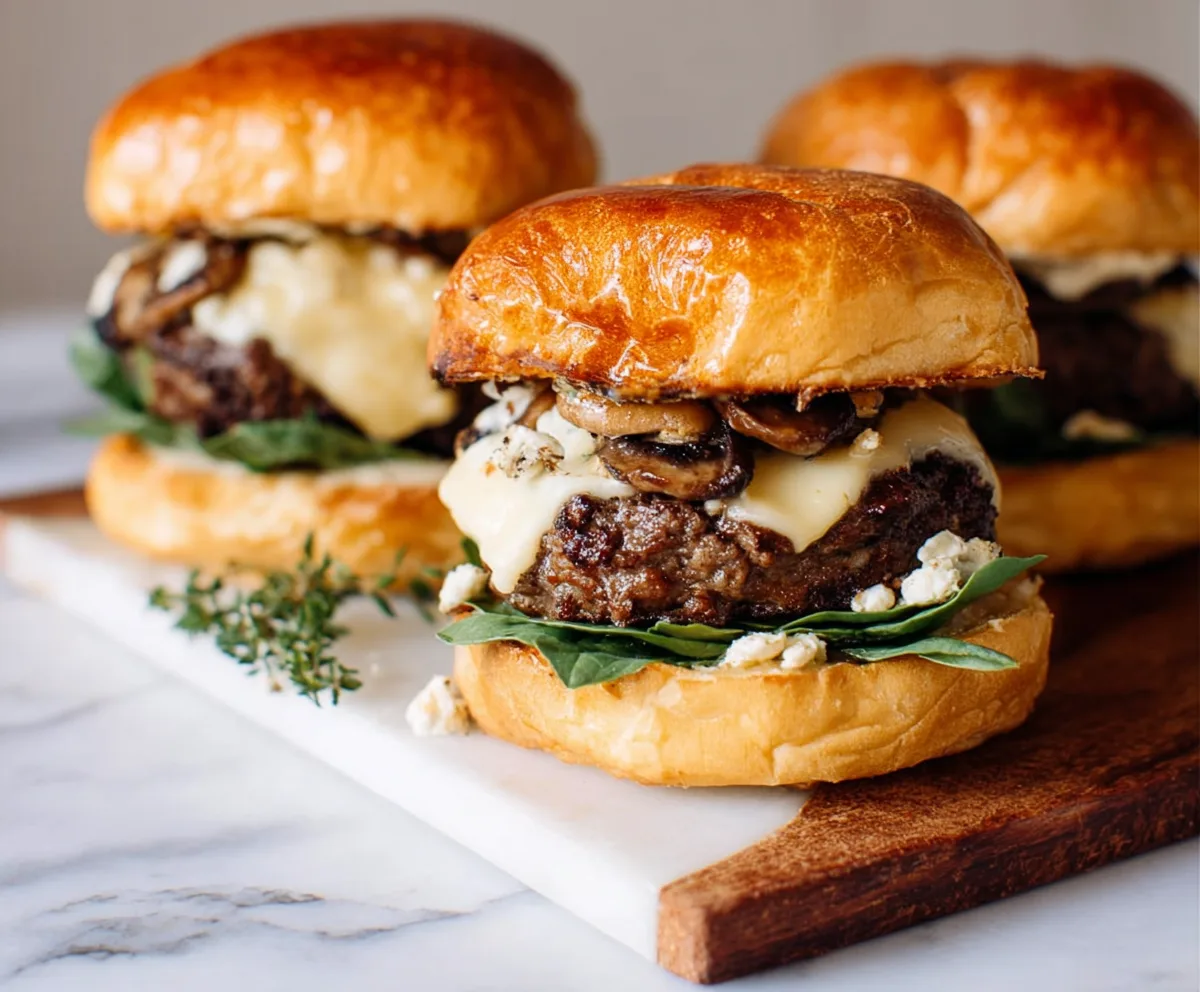 Juicy Mushroom Swiss Beef Burgers