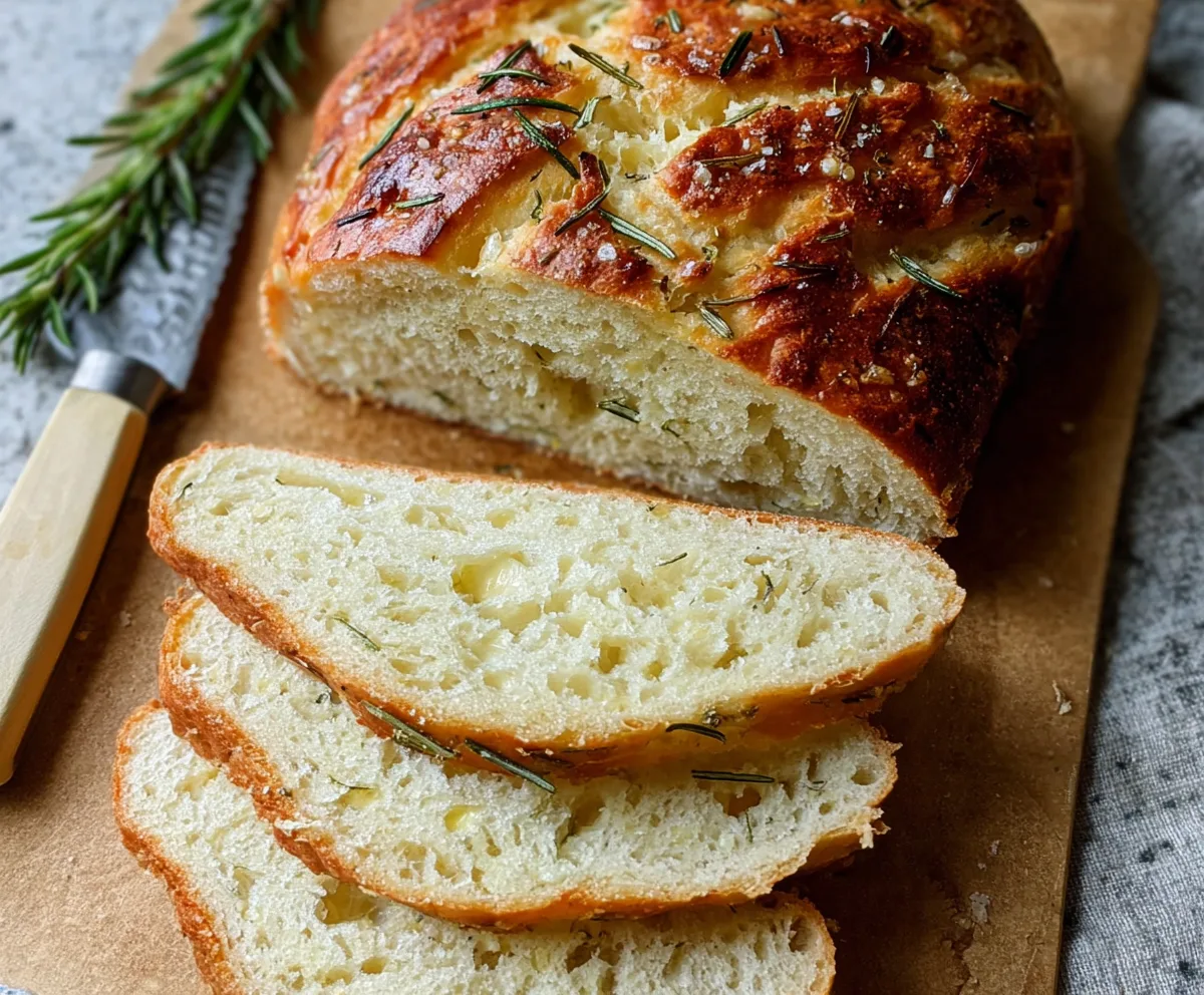 Easy No-Knead Rosemary Garlic Bread