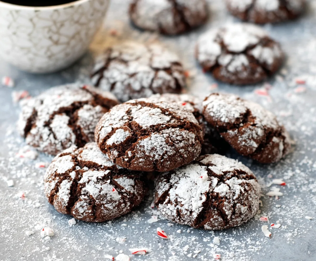 Easy Peppermint Mocha Crinkle Cookies