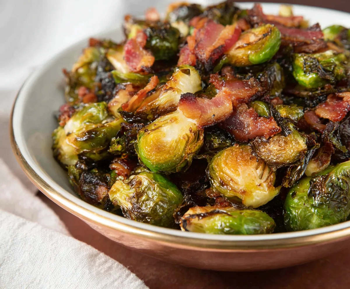 Crispy Roasted Brussels Sprouts with Bacon