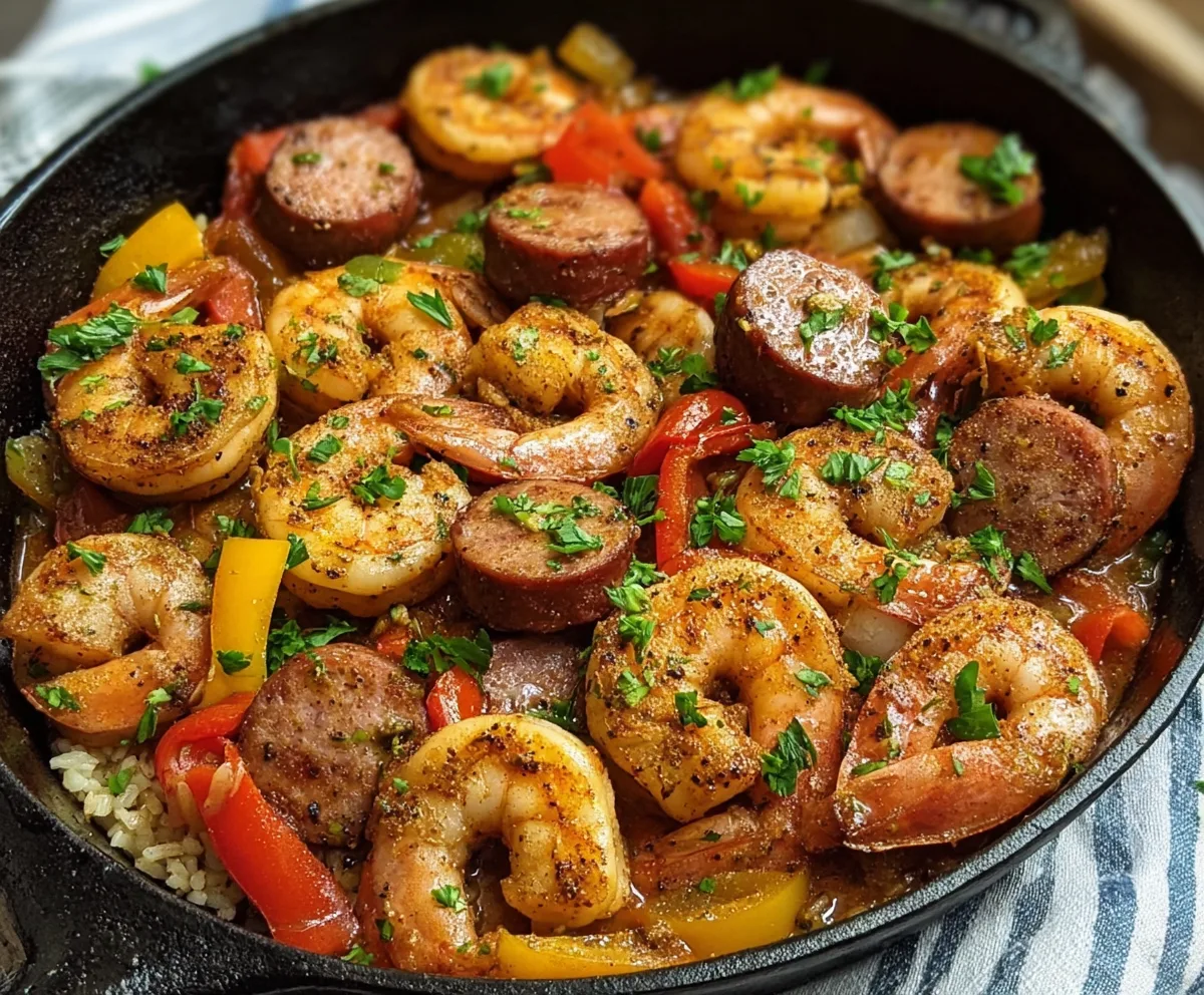 Easy Cajun Shrimp & Sausage Skillet