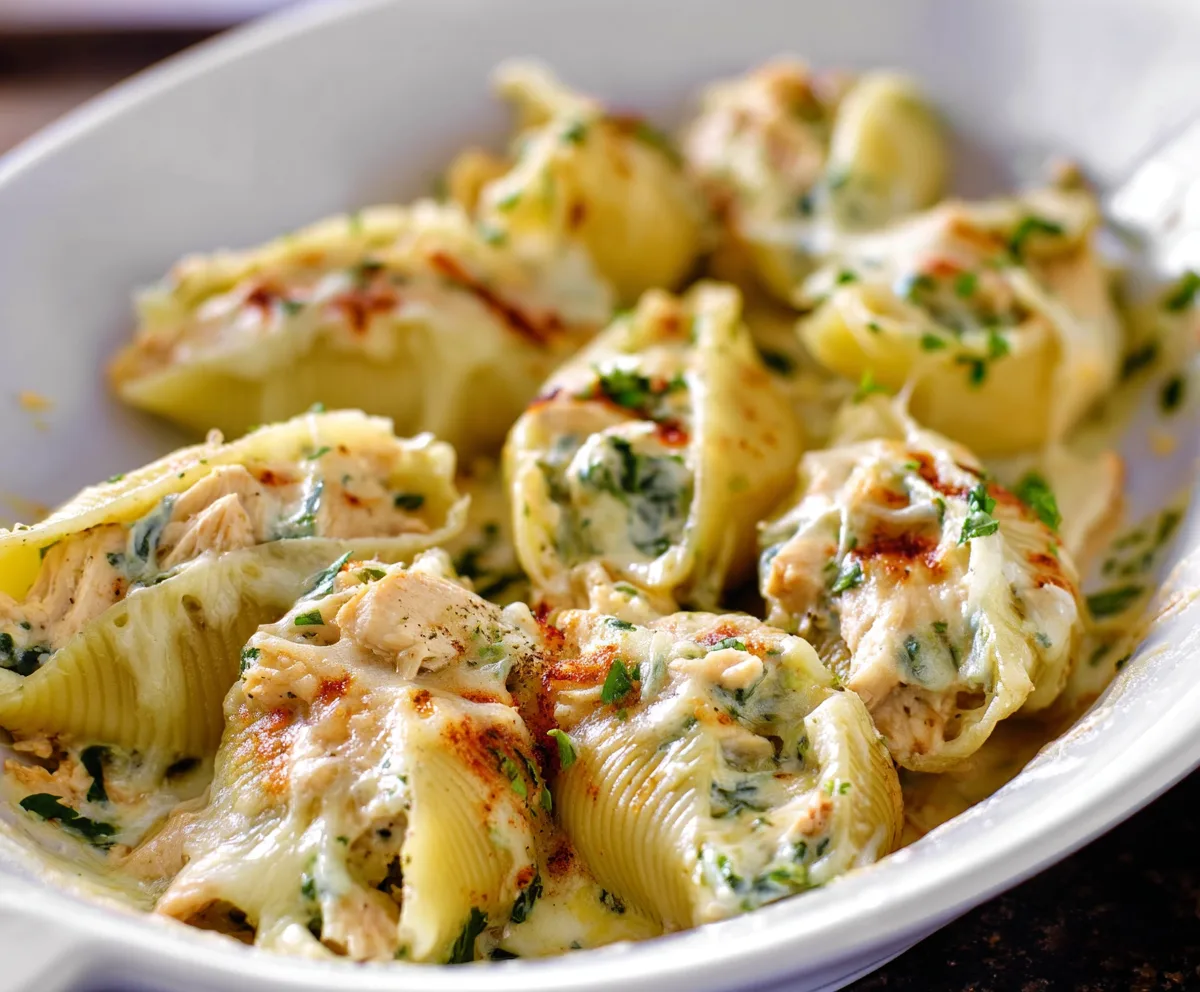 Easy Chicken Alfredo Stuffed Shells
