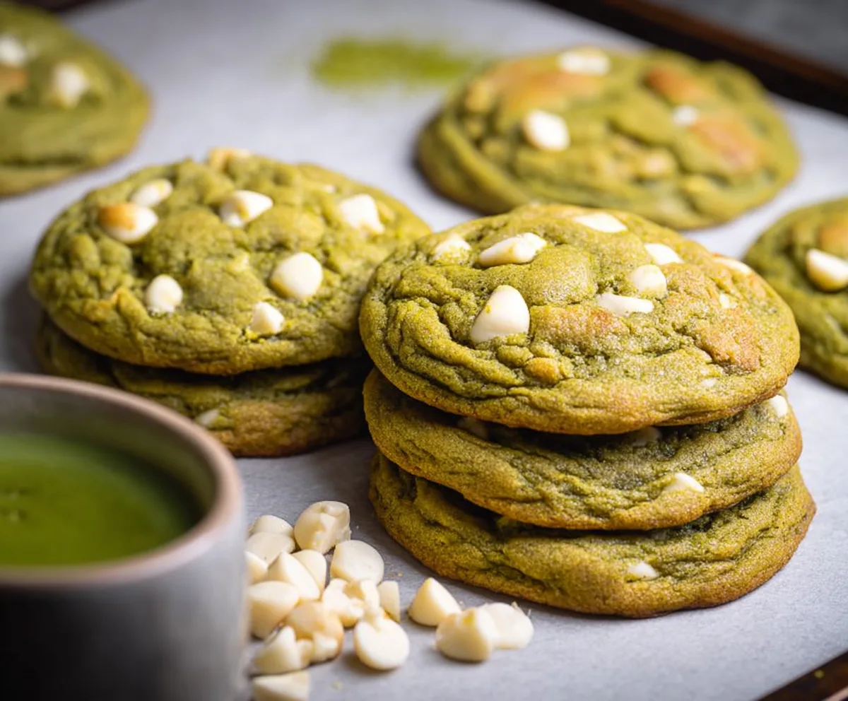 Easy Matcha White Chocolate Cookies