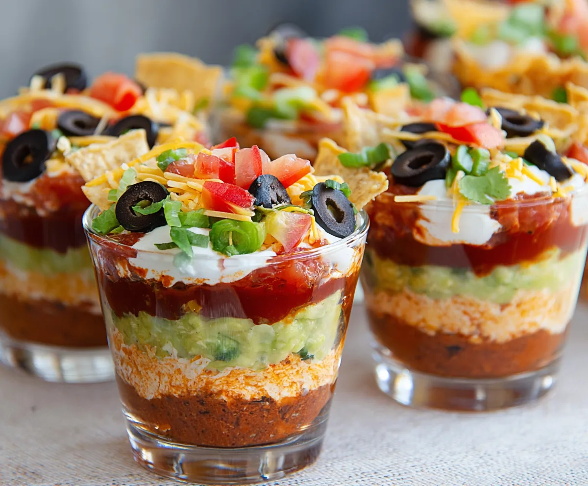 Easy Seven Layer Dip Cups