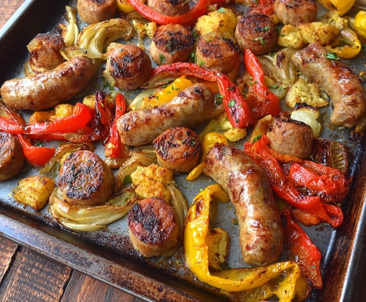 Easy Sheet Pan Sausage & Peppers