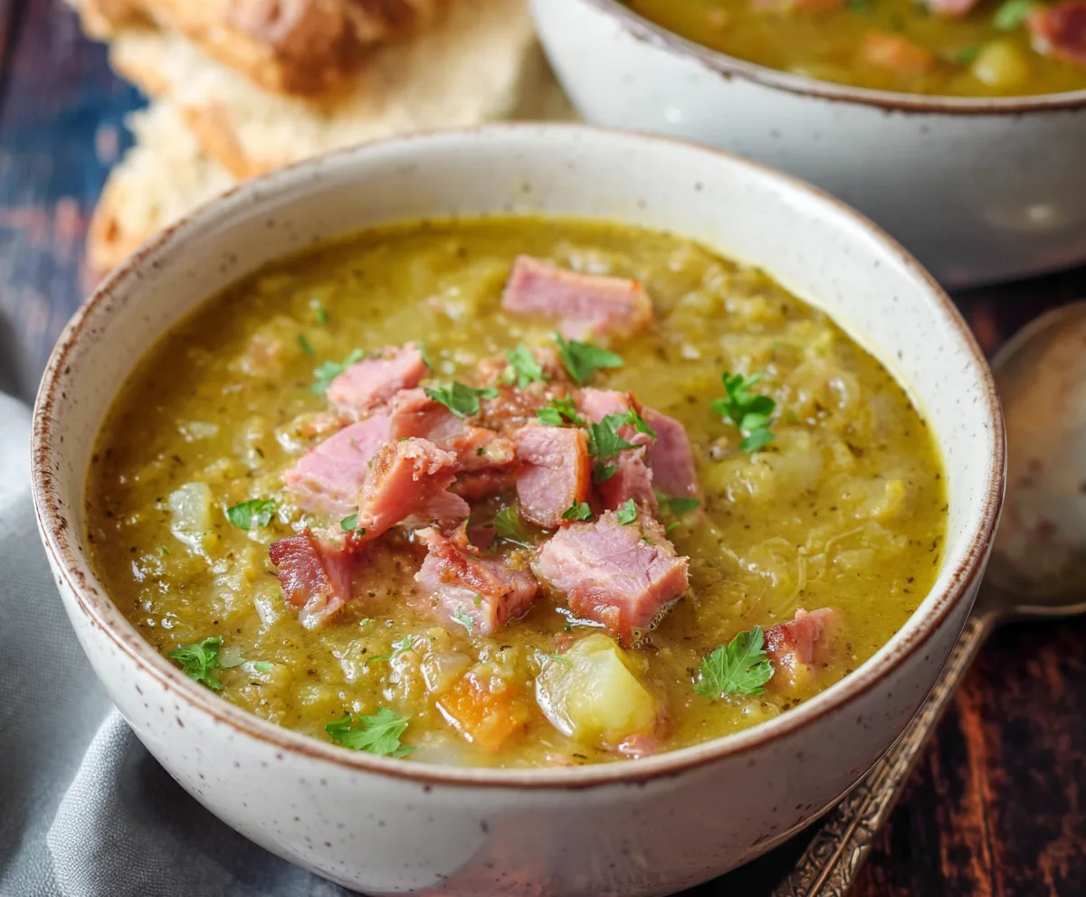 Easy Slow Cooker Split Pea Soup with Ham