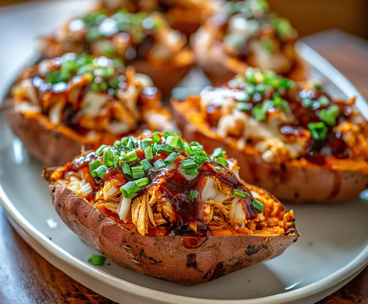 Easy BBQ Chicken Stuffed Sweet Potatoes