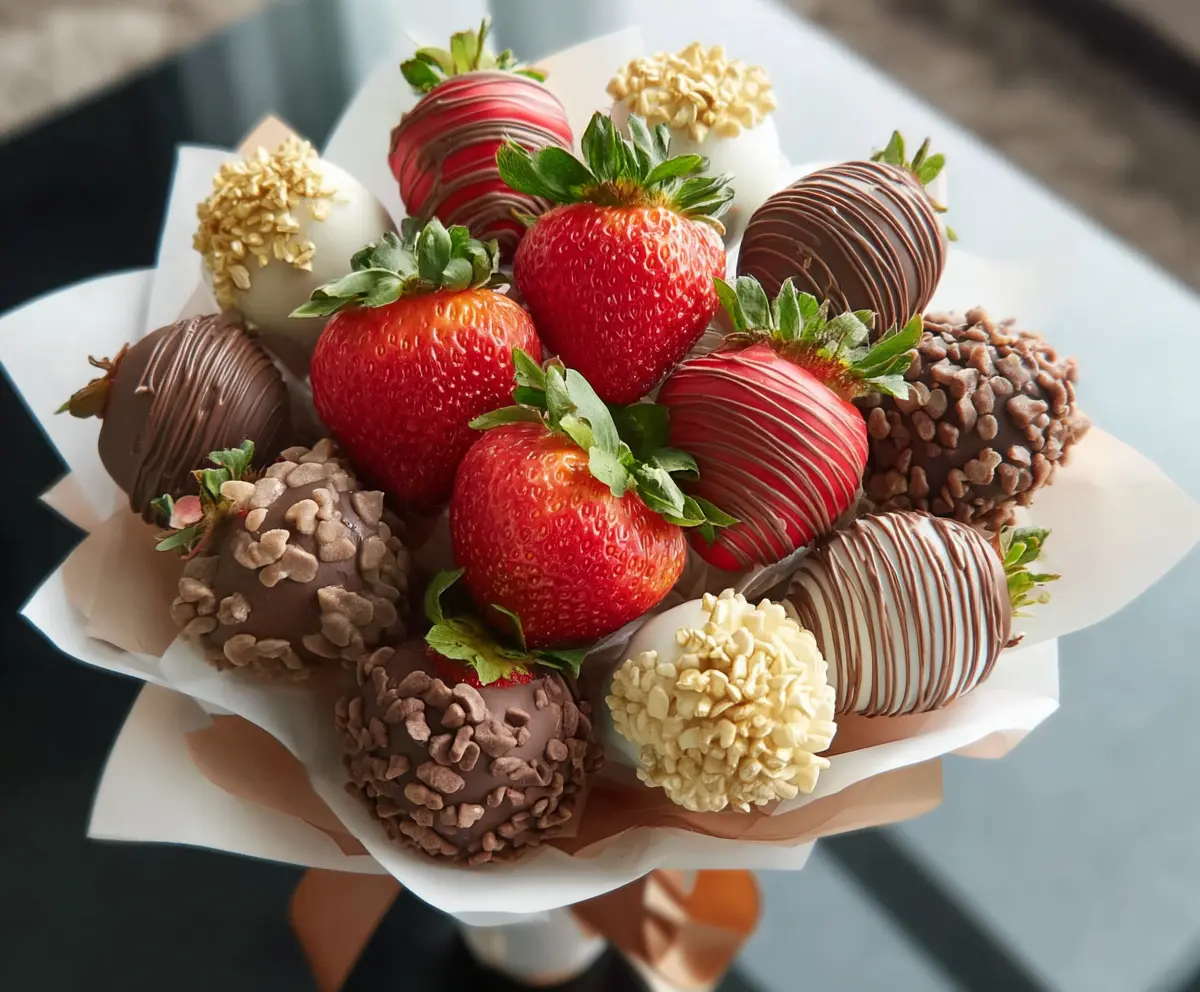 Easy Chocolate Covered Strawberry Bouquet