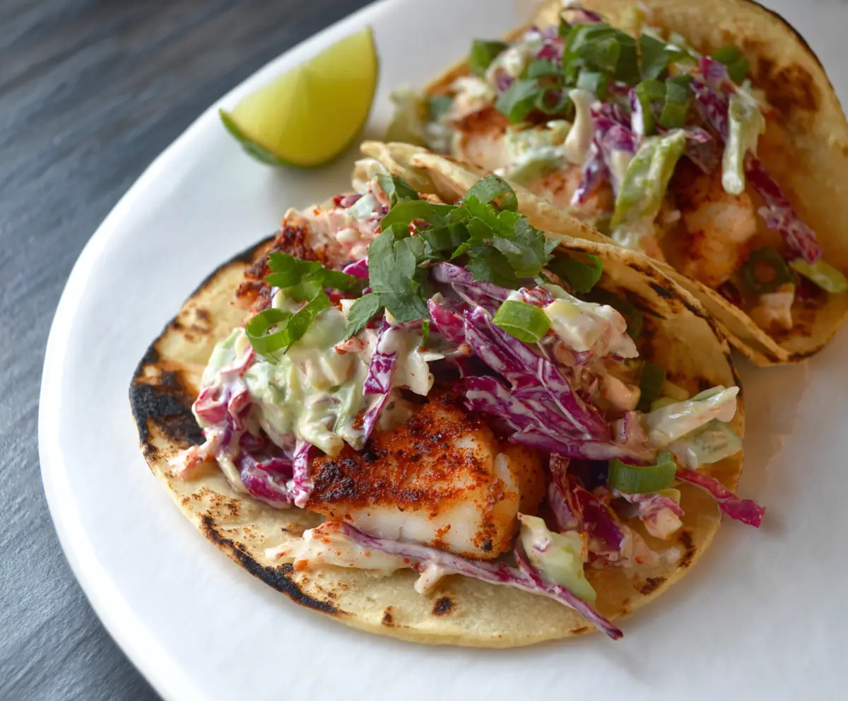 Easy Fish Tacos with Creamy Slaw
