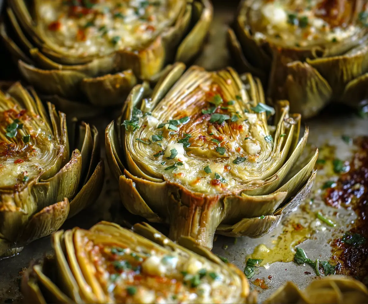 Easy Garlic Butter Roasted Artichokes