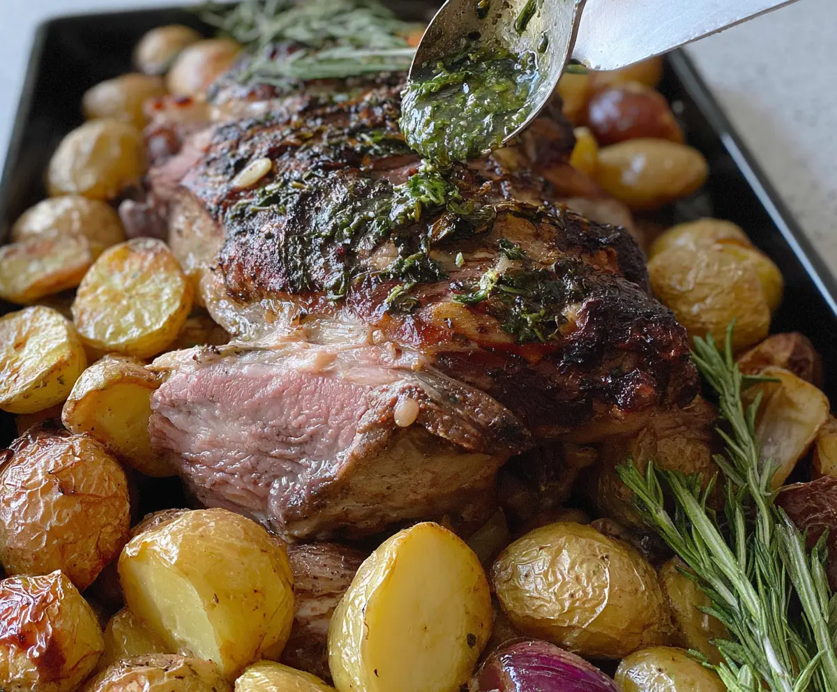Garlic Herb Roast Lamb & Potatoes