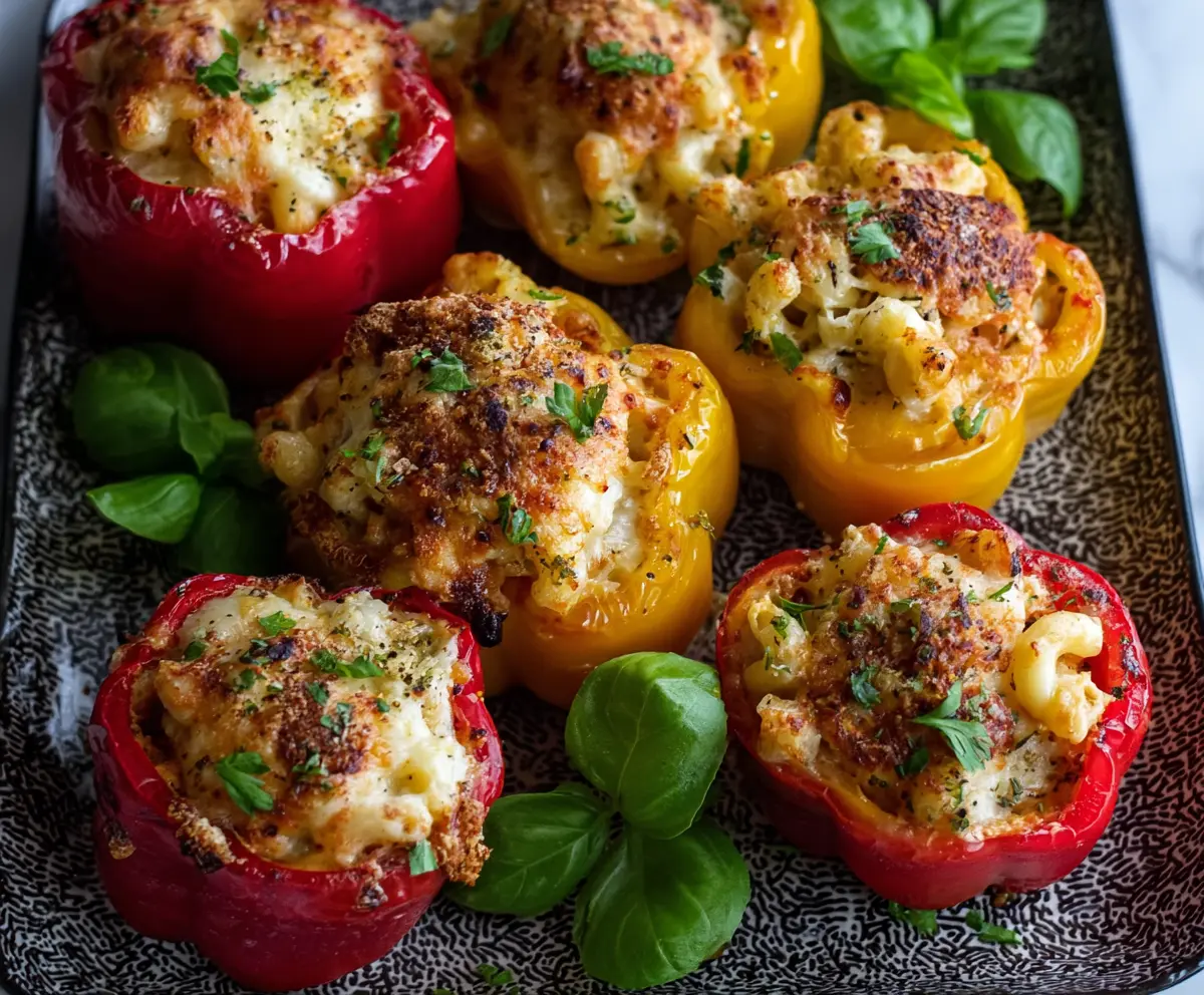 Creamy Mac & Cheese Stuffed Peppers