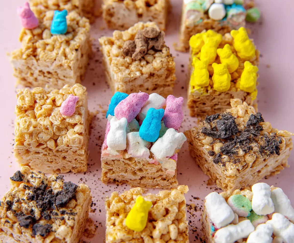Easy Marshmallow Peeps Cereal Treat Bars