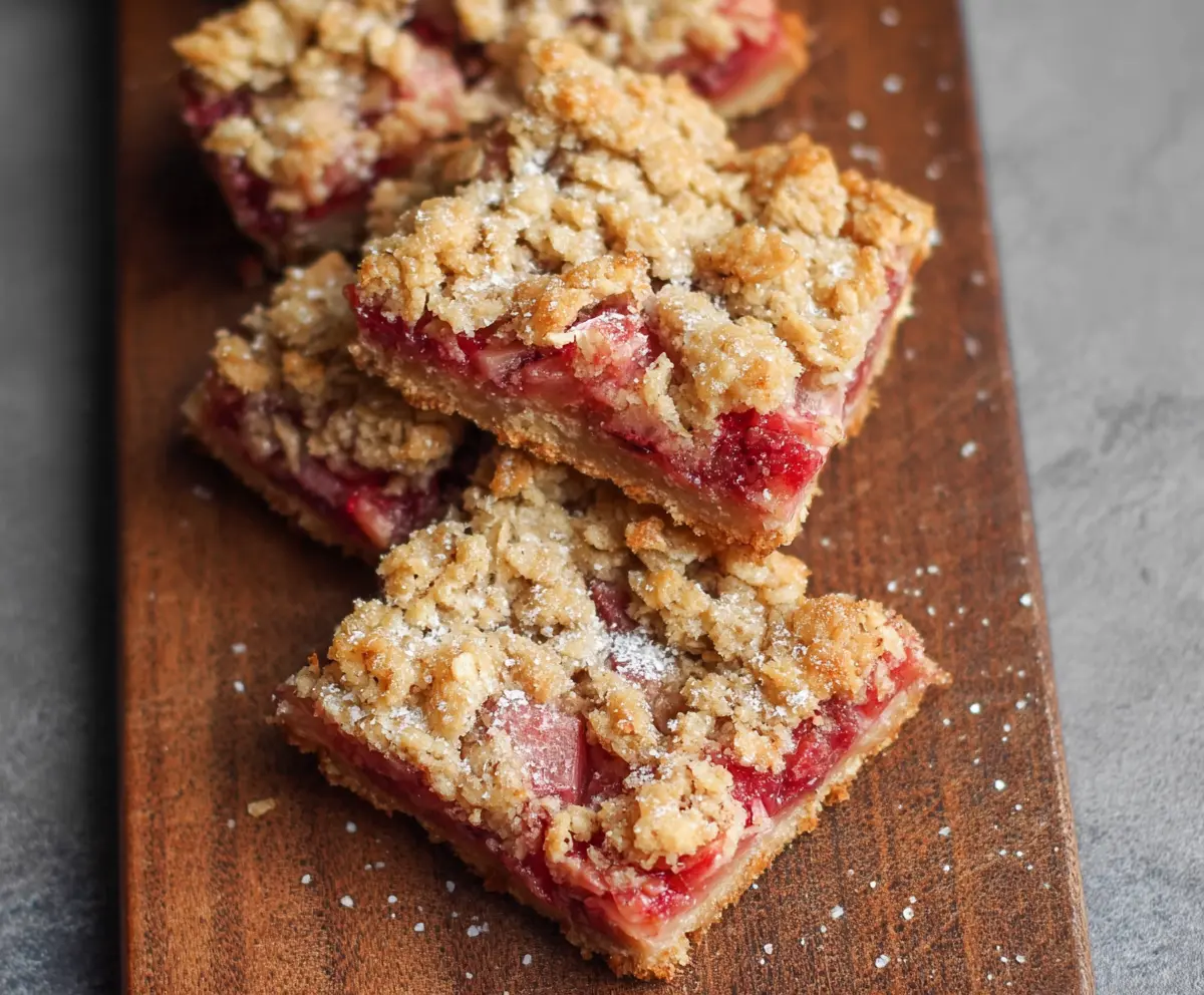 Easy Rhubarb Oat Crumble Bars