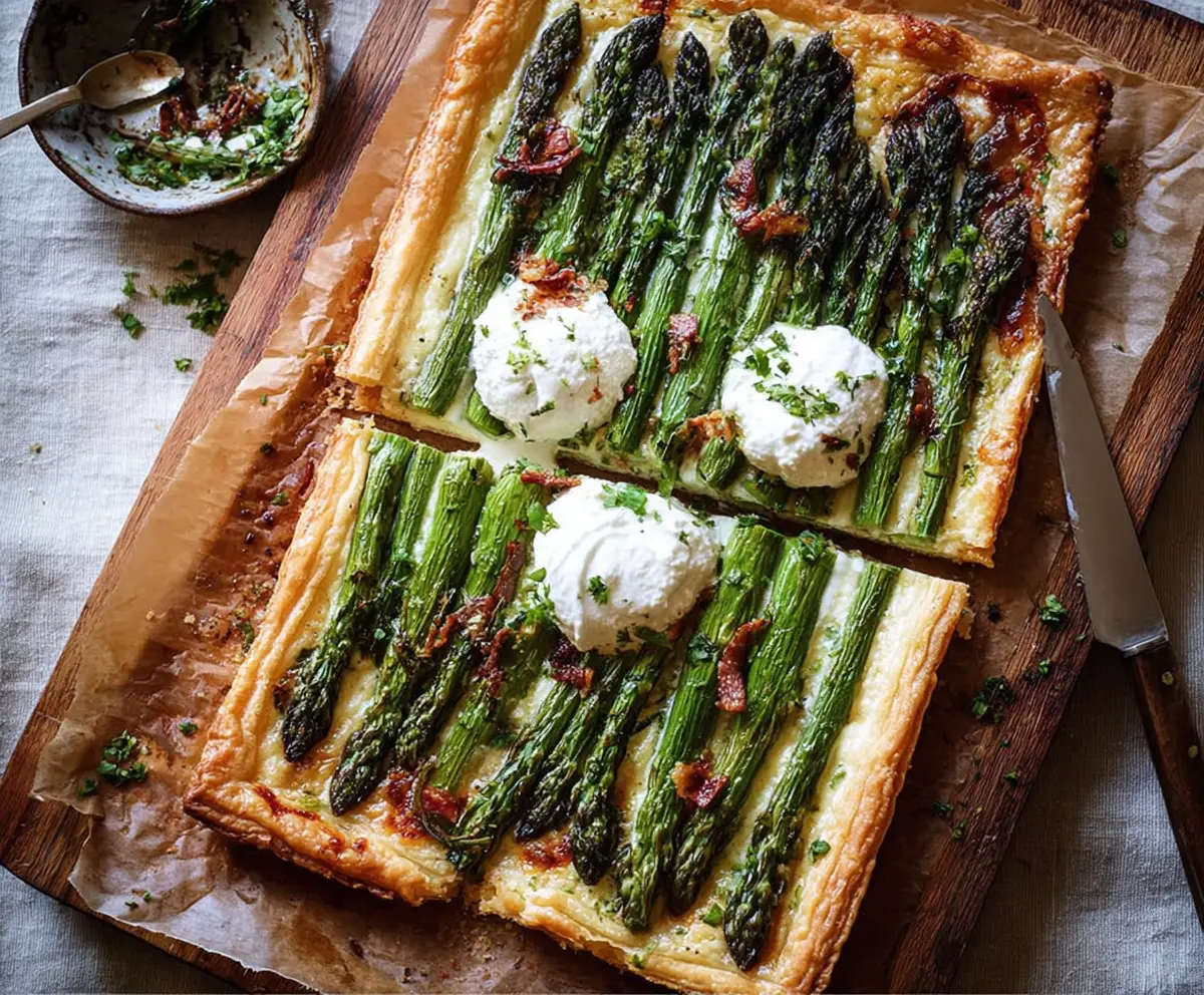Easy Roasted Asparagus Burrata Tart