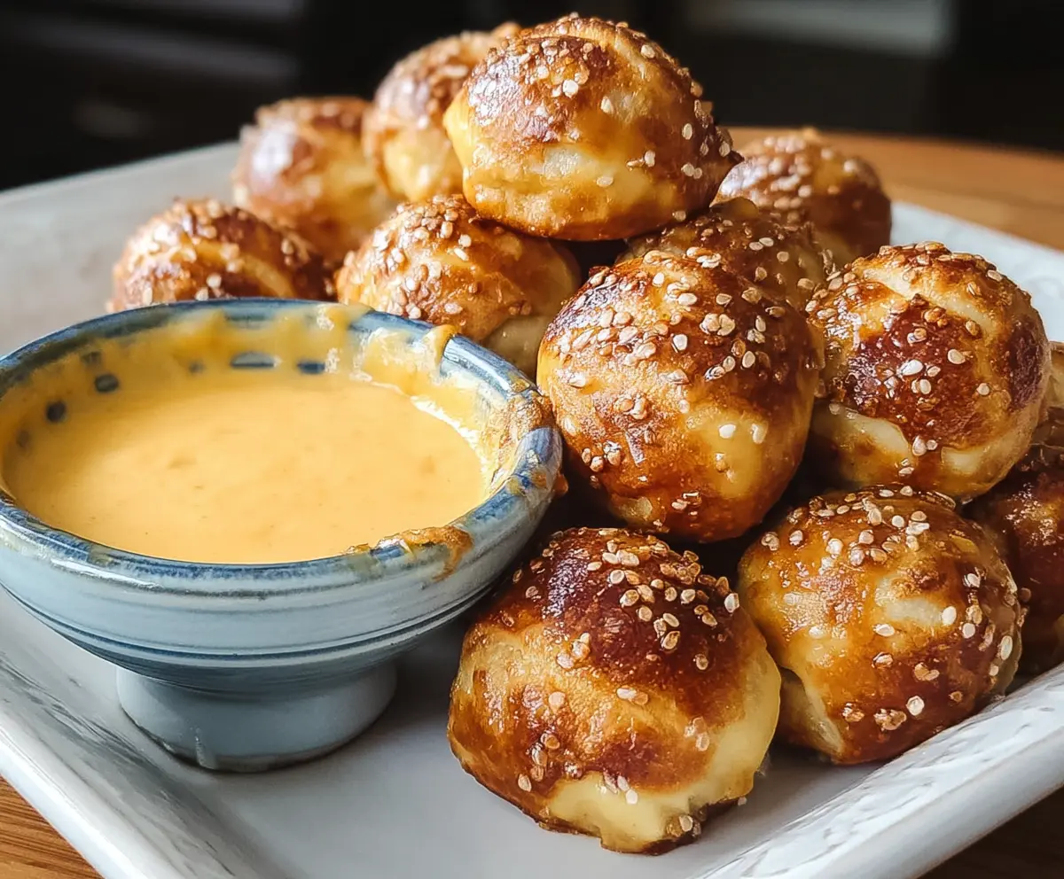 Soft Pretzel Bites with Cheddar Dip