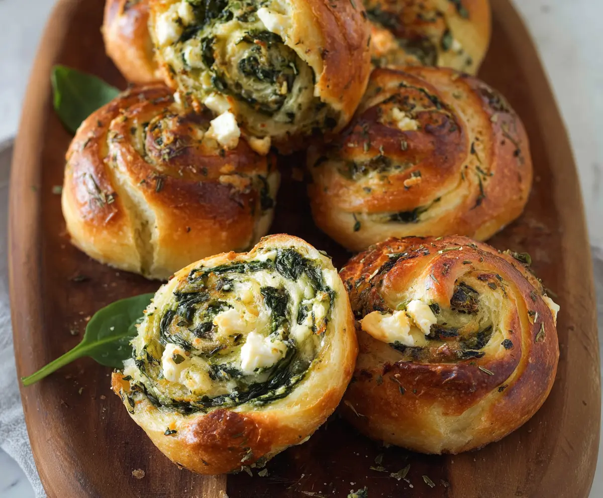 Spinach Feta Stuffed Soda Bread Rolls