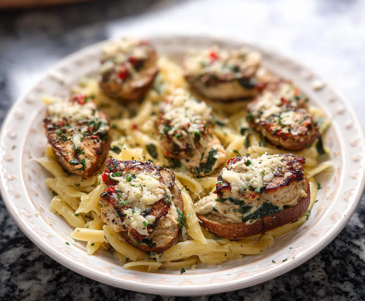 Easy Spinach Artichoke Stuffed Mushrooms