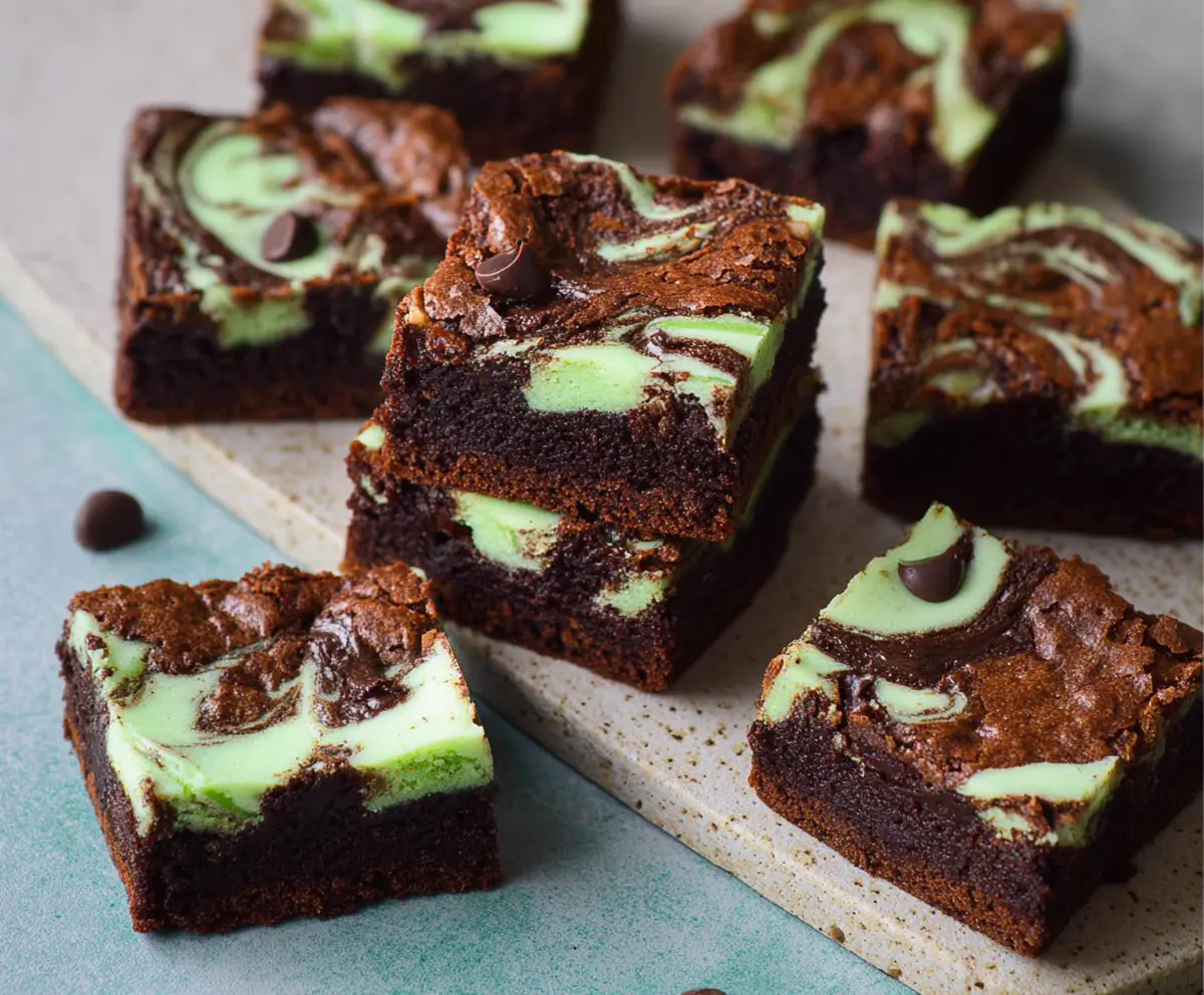 Mint Chocolate Brownies with Green Swirl