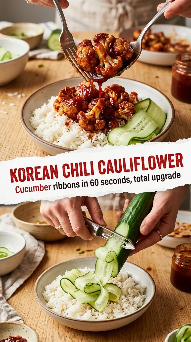 Air-Fried Korean Chili Cauliflower vegan sticky crispy