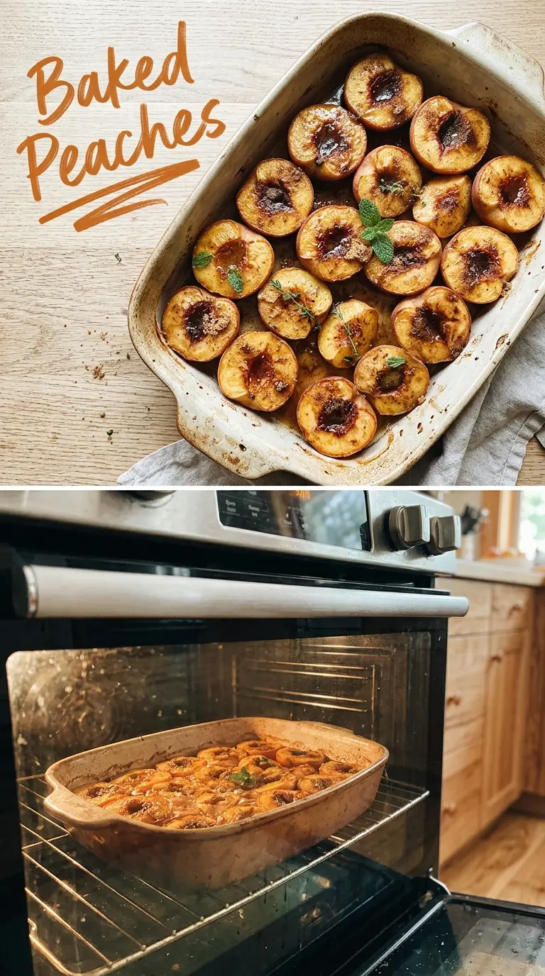 Baked Peaches caramelized cinnamon butter