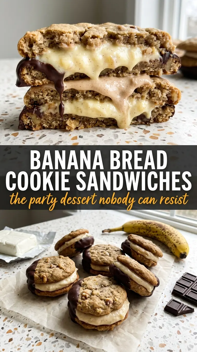 Banana Bread Chocolate Chip Cookies thick banana cream chocolate dip