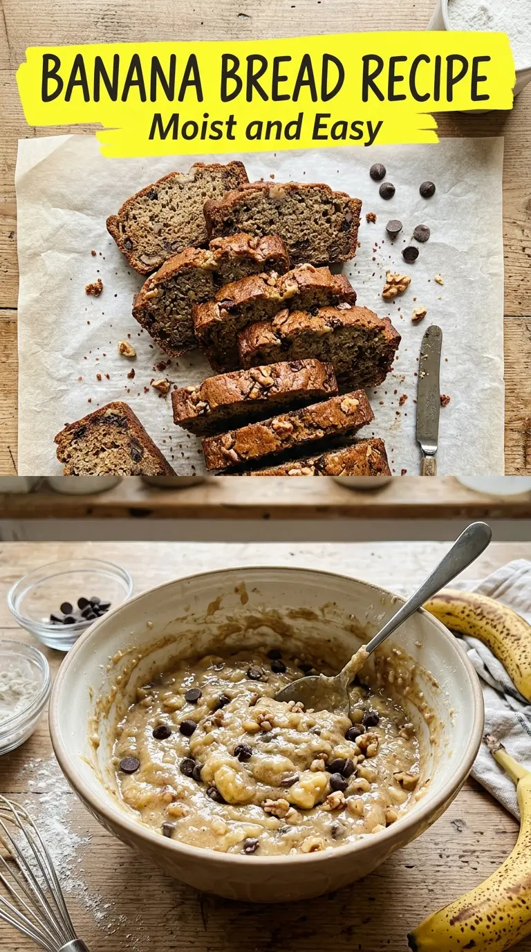 Banana Bread Recipe golden crust, tender crumb, ripe bananas
