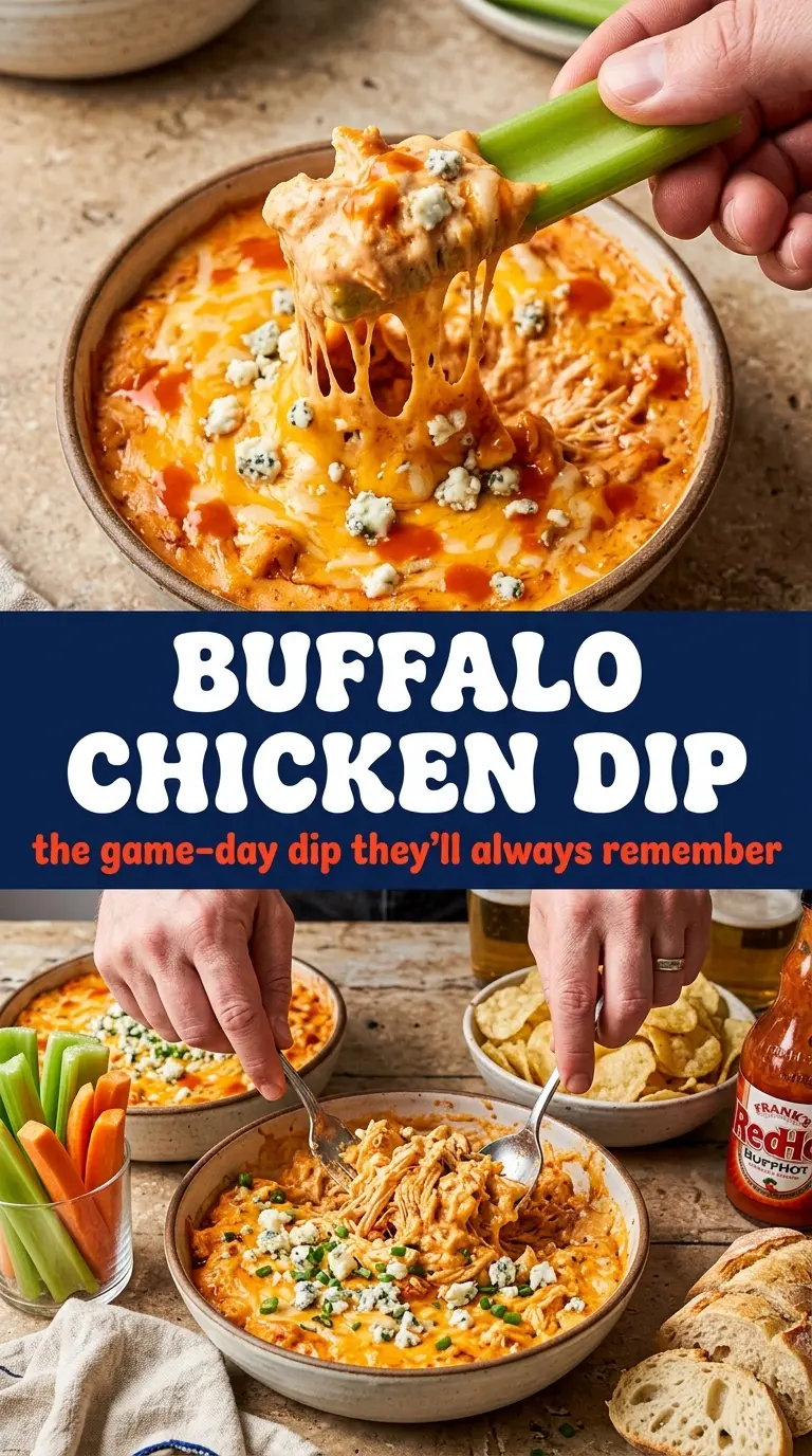 Buffalo chicken dip cheesy spicy layered