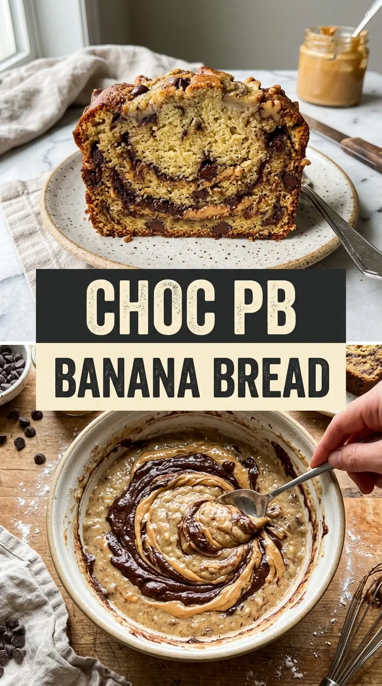 Chocolate Peanut Butter Banana Bread moist swirled chocolate