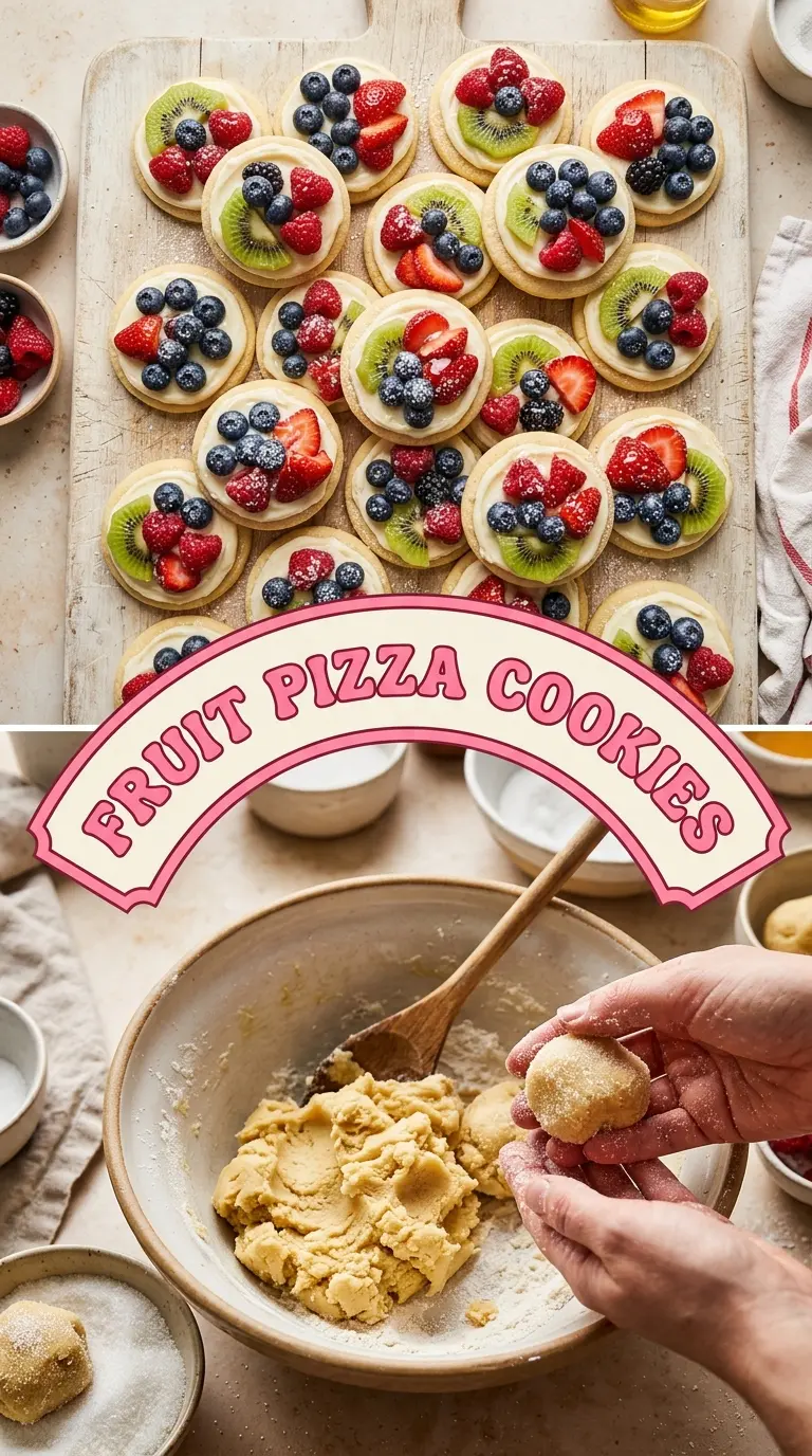 Fruit Pizza Cookies, colorful creamy dessert