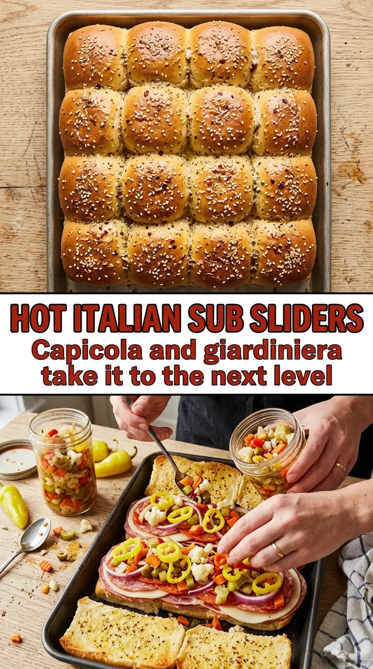 Hot Italian sub sliders melty briny toasty
