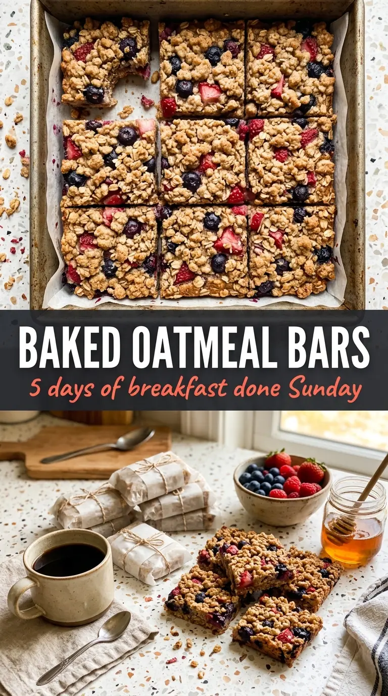Overnight Oats baked bars blueberry strawberry crumble