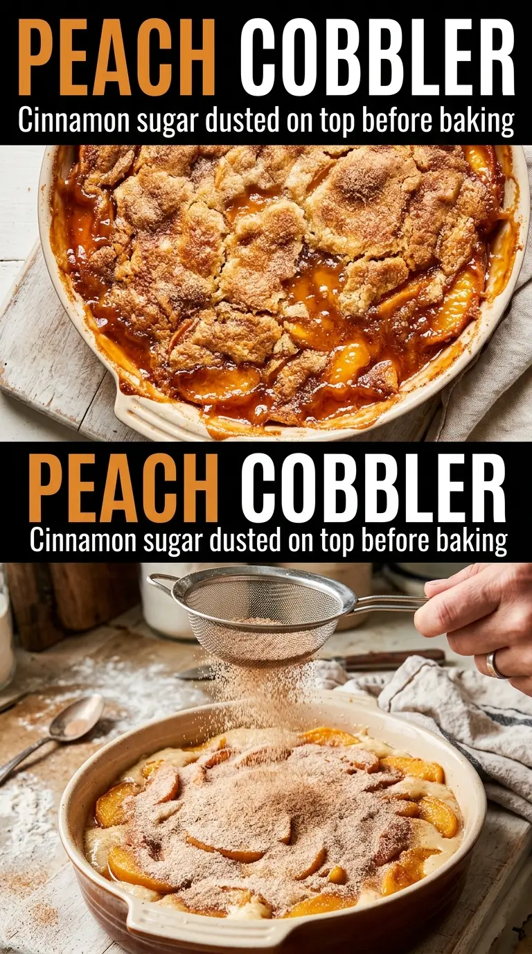 Peach Cobbler golden bubbling crust juicy filling
