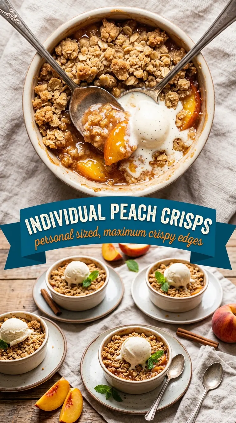 Peach Crisp With Fresh Peaches, browned butter, caramelized crumble