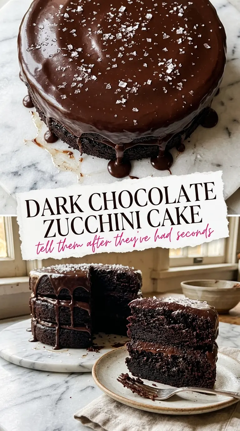 Zucchini Cake Recipe glossy chocolate, dramatic layers, fudgy