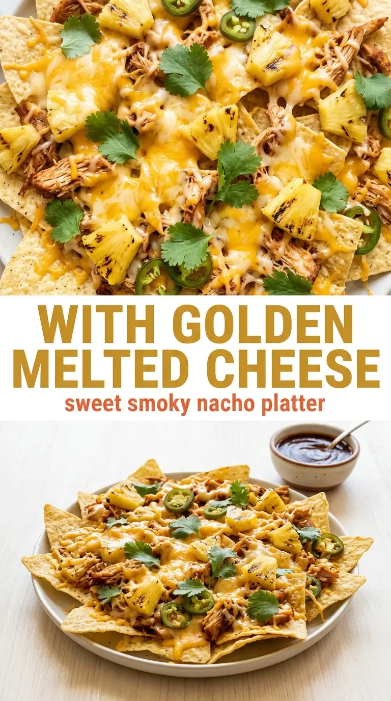 BBQ chicken and grilled pineapple nachos smoky sweet melty