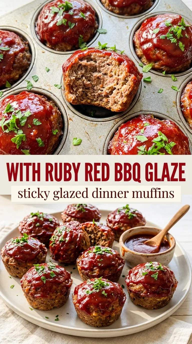 BBQ Glazed Mini Meatloaf Muffins glossy glazed juicy