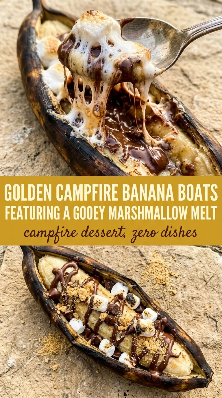 Campfire Banana Boats gooey chocolate marshmallow