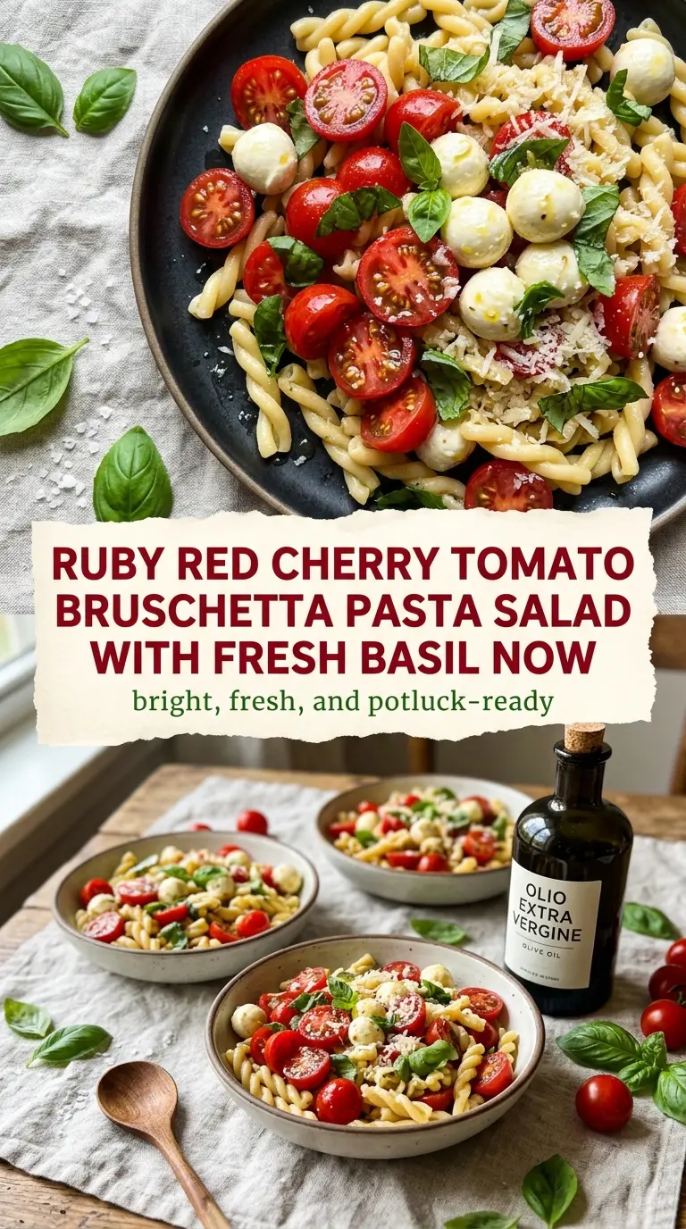 cherry tomato bruschetta pasta fresh basil colorful