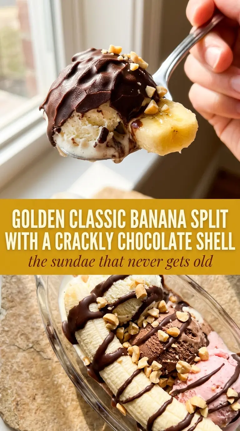 Classic Banana Split creamy colorful drizzled