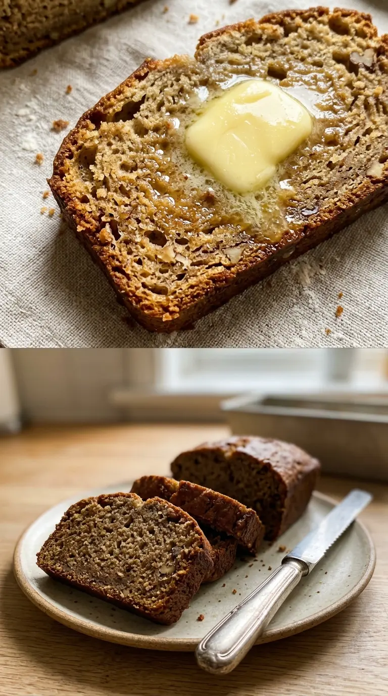 Classic Moist Banana Bread, tender crumb, golden loaf